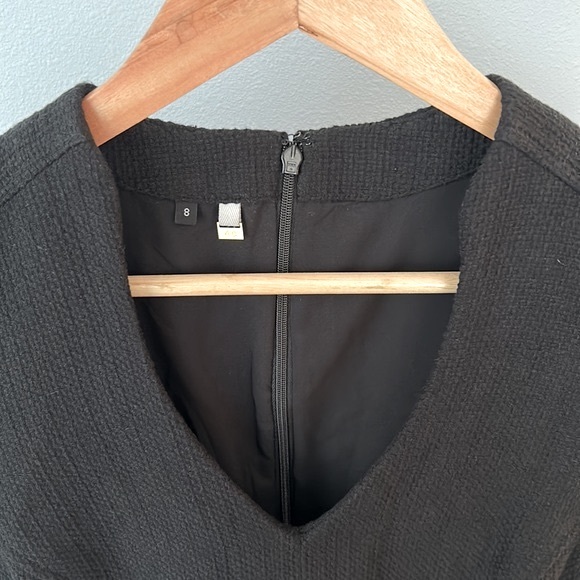 Anthropologie • 4.Collective Black Cap Sleeve Textured Knit Sheath Dress Size 8 - Picture 4 of 15